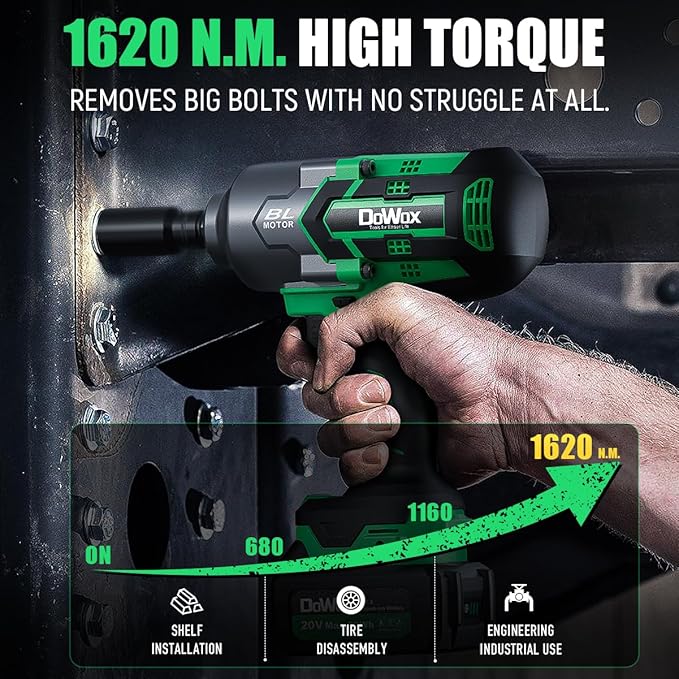 Cordless Impact Wrench 1/2 Inch, 1620Nm High Torque Impact Gun Compatible With Makita Battery, 20V/4.0 Ah High Capacity Battery and Fast Charger, for Car Truck SUV Tires
