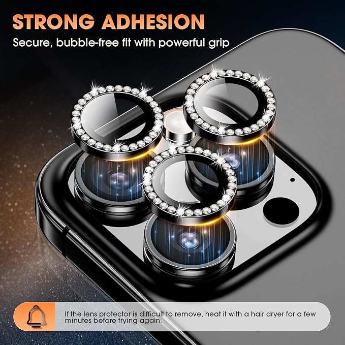 for iPhone 16 Pro/16 Pro Max Camera Lens Protector Bling Individual Metal