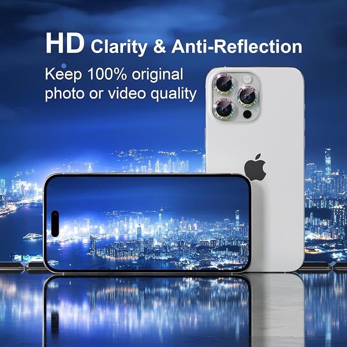 Misea Compatible for iPhone 16 Pro/iPhone 16 Pro Max Camera Lens Protector Bling
