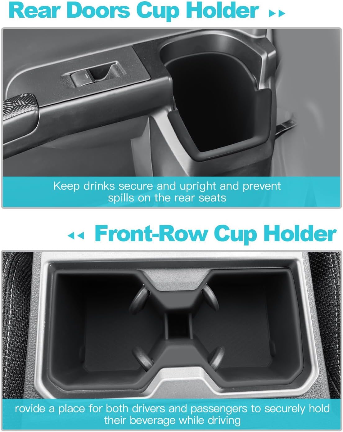 CDEFG 7Pcs for 2025 2026 Toyota 4Runner Center Console Organizer for 2026 Toyota 4Runner Accessories Middle Console & Front Row Passenger Side Storage Box & Cup Holders & Rear Door Storage Pockets