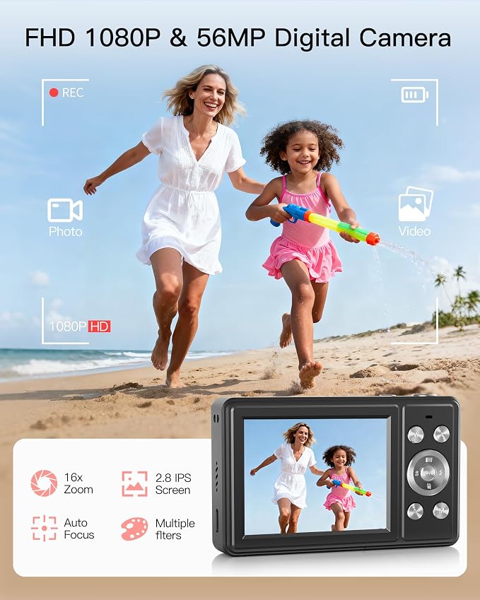Digital Camera, FHD 1080P Point and Shoot Camera