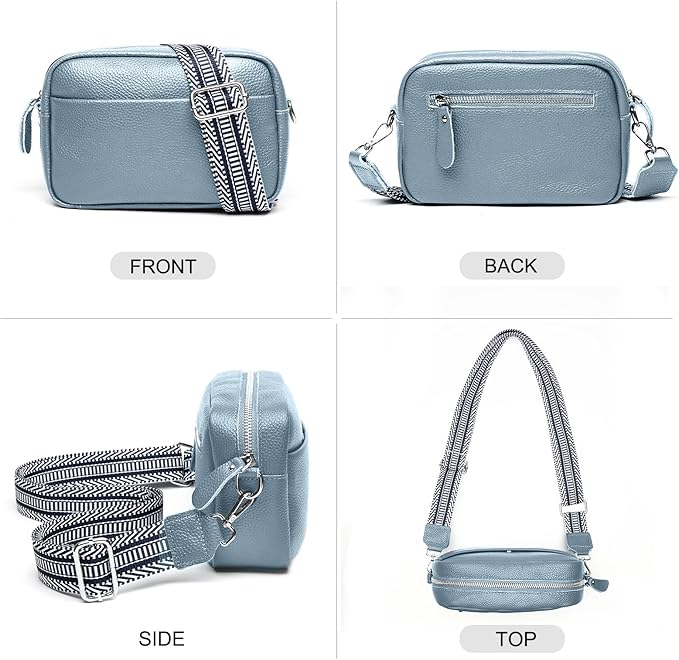 Small Crossbody Bags for Women Genuine Leather, Guitar Strap Shoulder Handbag