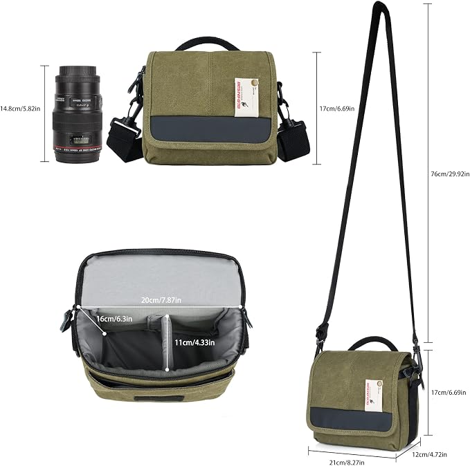 Besnfoto Camera Bag Small Crossbody Camera Shoulder Bag Purse Waterproof Canvas