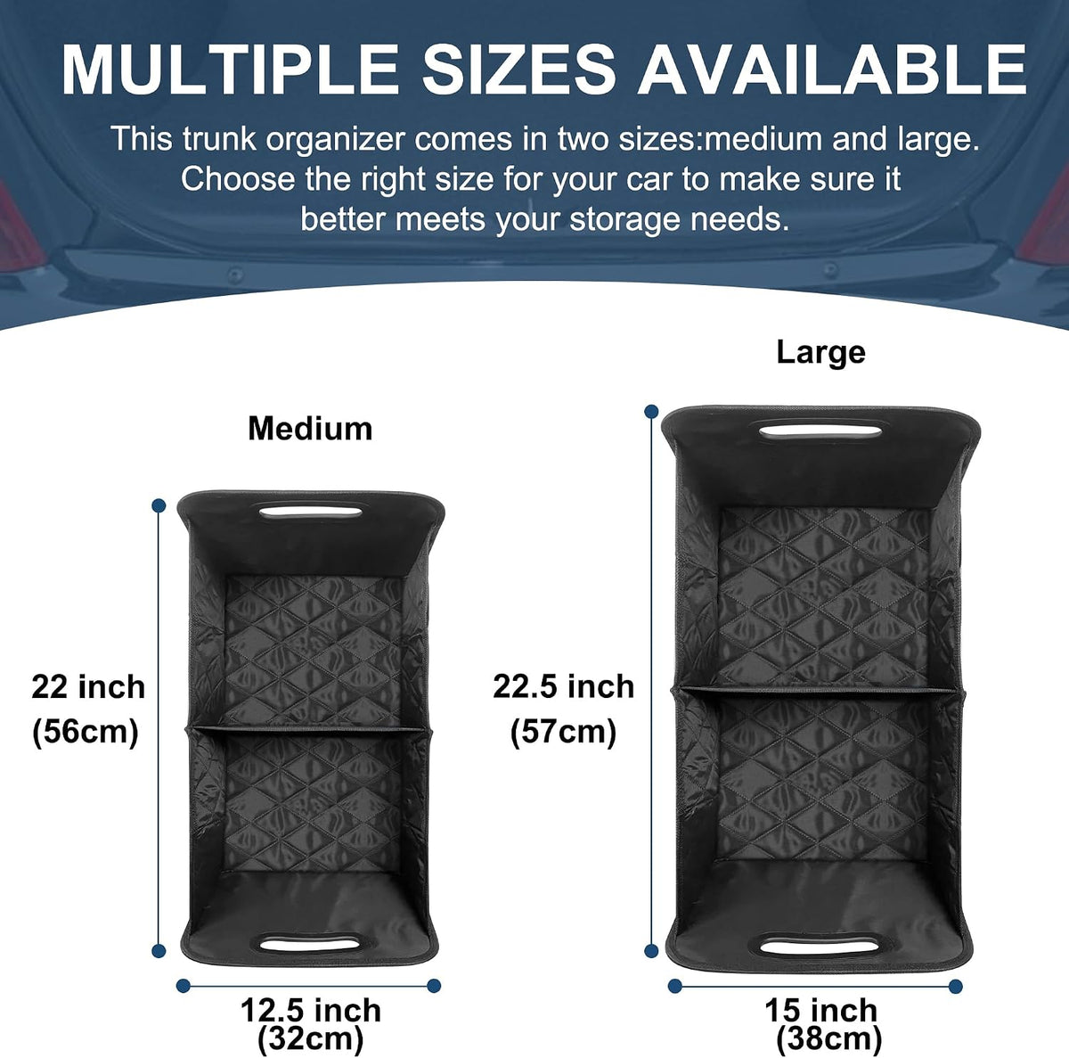 Deosk Minimalist Black Car Trunk Organizer, 50L, 6 Pockets, Foldable & Waterproof