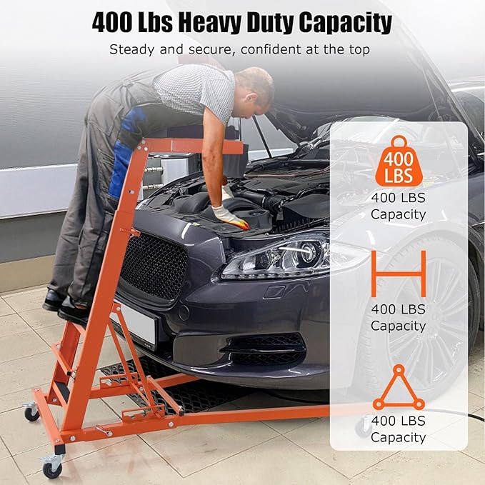 Automotive Top side Creeper, Adjustable Top Side Engine Creeper 48"-66", 400 LBS Capacity Heavy Duty Automotive Engine Creeper with Padded Deck & 4 Swivel Caster Wheels, Black Mat and Orange Body