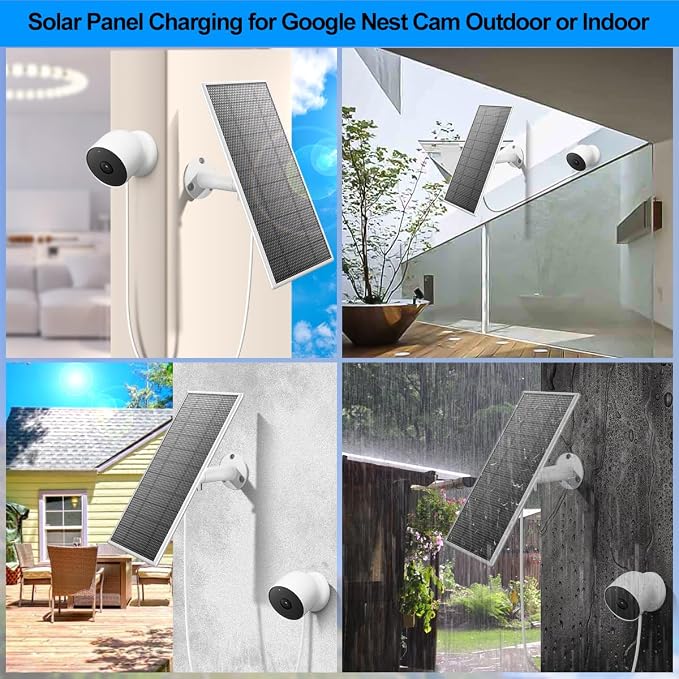 Solar Panel for Google Nest Camera, Upgraded Solar Power Charger for Google