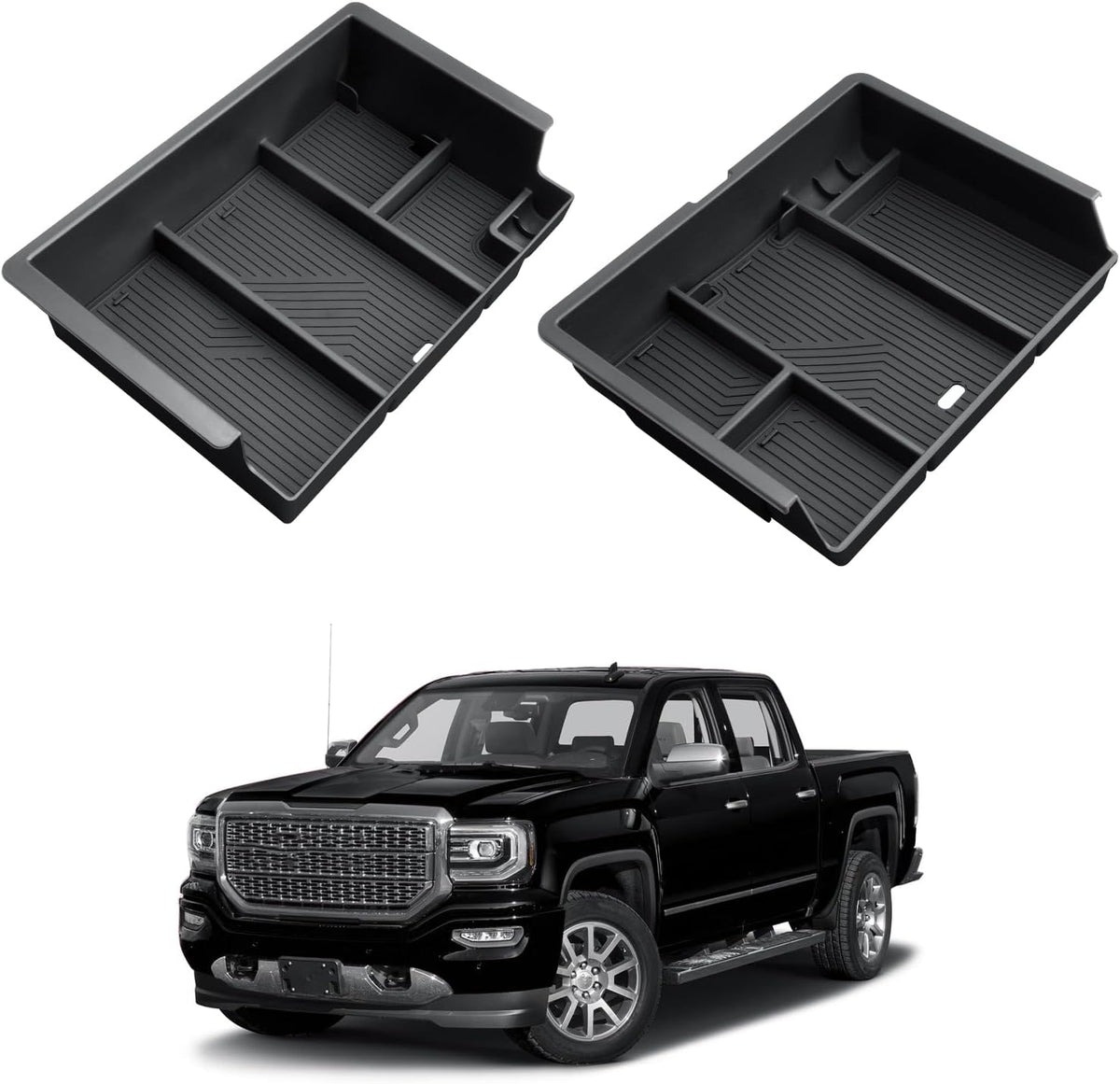Center Console Organizer For 2014-2018 Silverado/Sierra 1500 - 2 Pcs Console Organizer Tray + Armrest Organizer 2015-2019 Silverado/Sierra 2500HD/3500HD Accessories - Full Console w/Bucket Seat ONLY