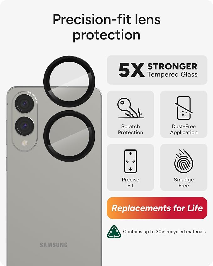 ZAGG Glass Elite Anti-Reflective Samsung Galaxy S25 Edge Camera Lens Protector