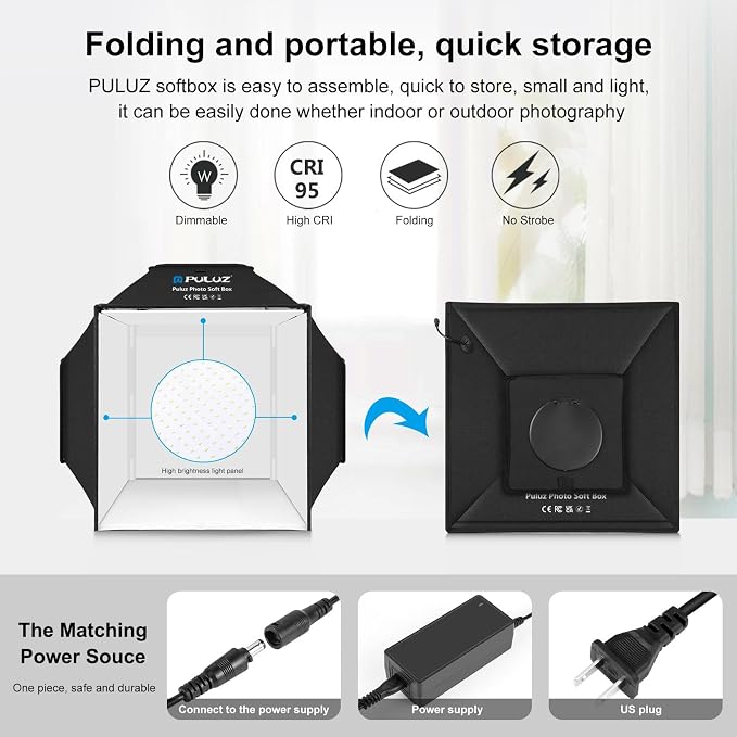 Light Box, PULUZ 16"x16" Studio Light Box