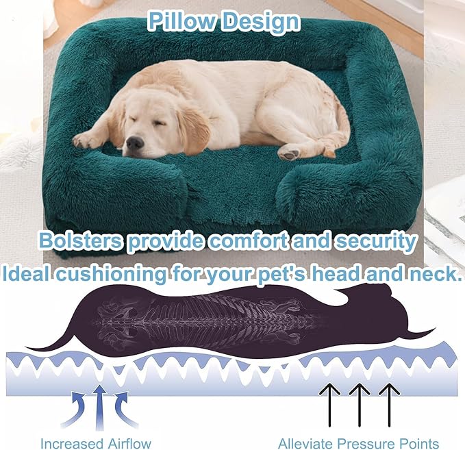Dog Beds Large Sized dog Orthopedic, Sofa Dog Bed with Waterproof Lining and Nonskid Bottom, Rectangle Washable Dog Bed for Medium Small Dogs and Cats Comfortable ( Color : Blue1 , Size : 43 x 27" )