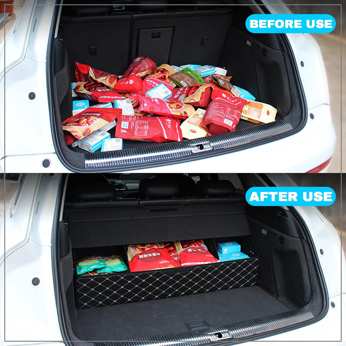 Car Trunk Organizer for Honda Accord Hybrid -Custom Fit,Leather Large Capacity Outdoor Trunk Organizer,4-Layer Cover,Diamond Quilted Pattern All-Season Use for Honda Accord Hybrid 2014-2017