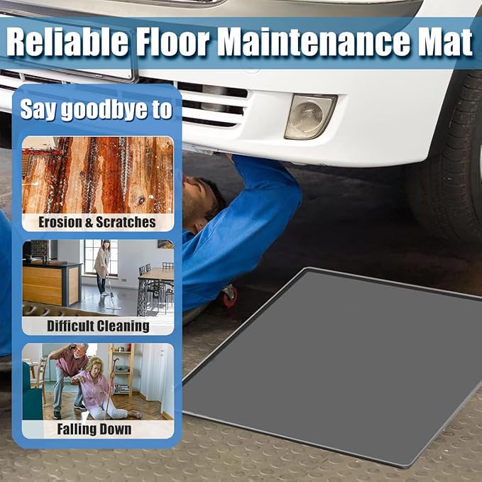 Under Car Oil Spill Mat Oil Drip Pan, 34x22in Garage Floor Mat Drip Tray, Soft Silicone Pad with Raised Edge, Liquid Drain Pan Catcher Automotive Tray, Driveway Pad Liquid Leaks Non-Slip No Splatter