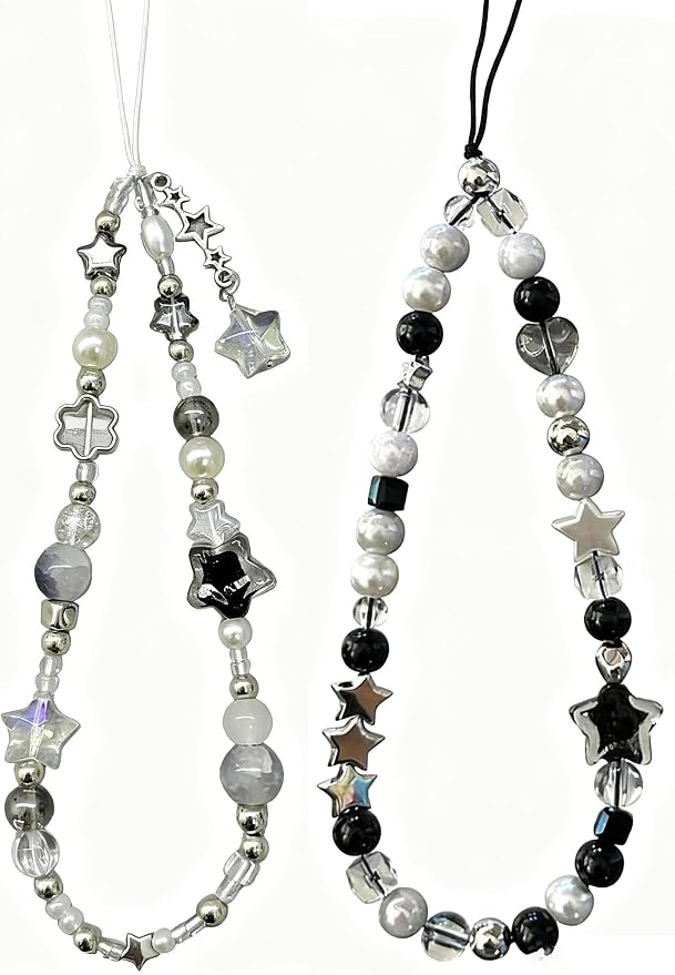 2 Pcs Phone Charm Strap Hand for iPhone Wrist Strap Camera Lanyard Pearl Beaded
