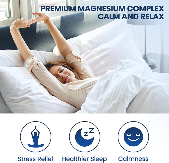Triple Magnesium Complex Supplement-Magnesium Glycinate, Citrate, Malate Liquid Drops 500mg with Ashwagandha, L-Theanine, B6 for Calm, Stress Relief, Sleep, Muscle Support-Green Apple Flavor