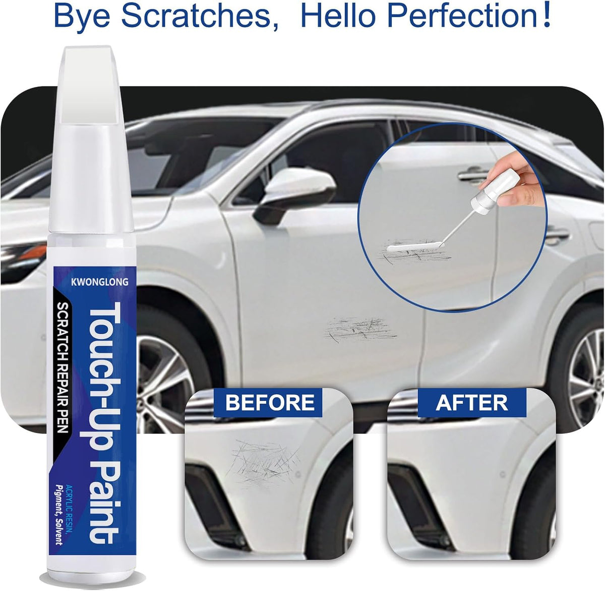 212 Obsidian Car Touch-Up Paint for Lexus RX350 ES300h, 2-in-1 Car Paint Scratch Repair Kit, Quick & Easy Solution to Repair