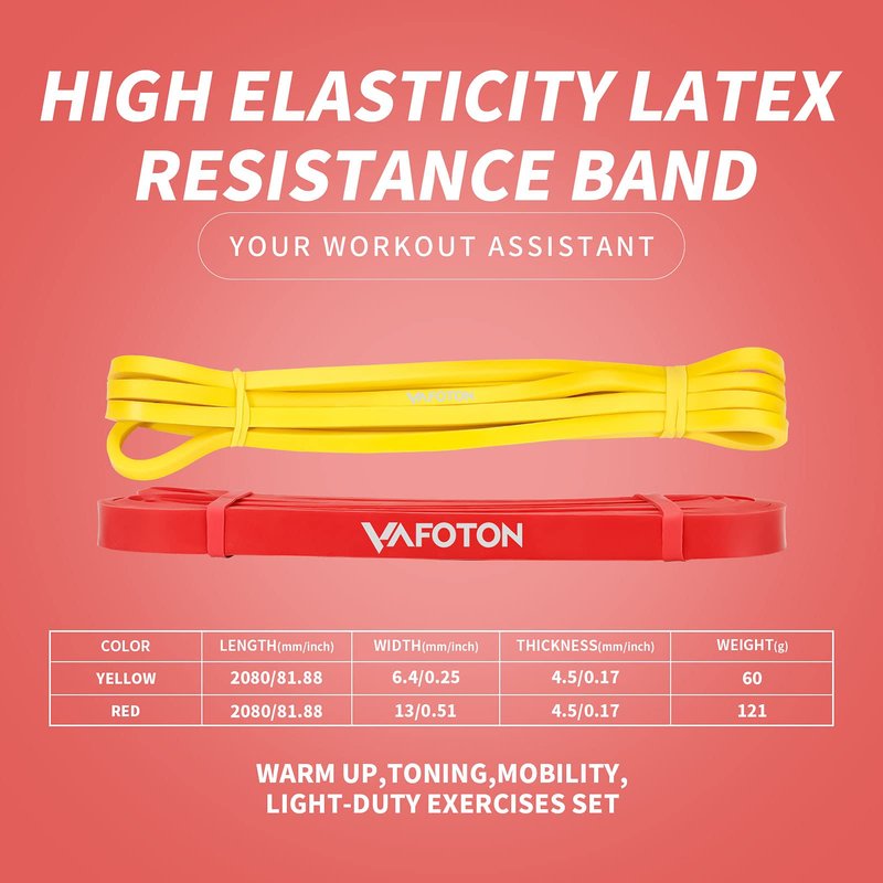 VAFOTON Pull up Assist Band,Latex Resistance Strap Loop for Strength Training,Warm up,Streching,Muscels Building,Home Gym Equipment for Men and Women-Light Level