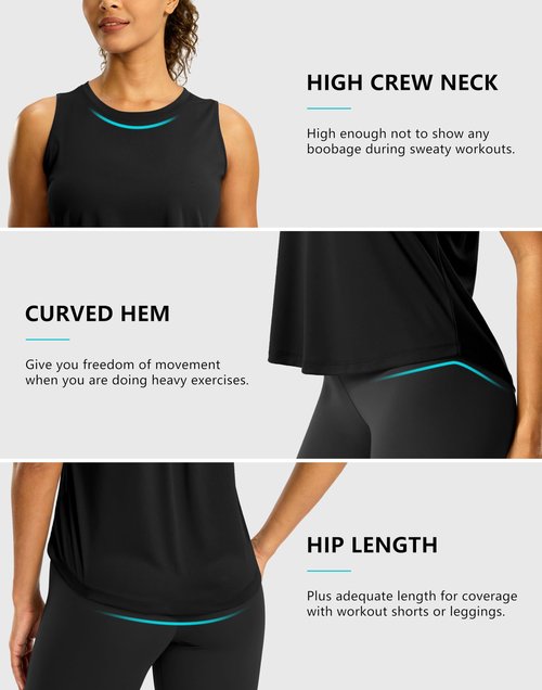G Gradual Workout Tank Top for Women Sleeveless Athletic Yoga Tops High Neck Quick Dry Running Tennis Sports Shirts for Women(Black,S)