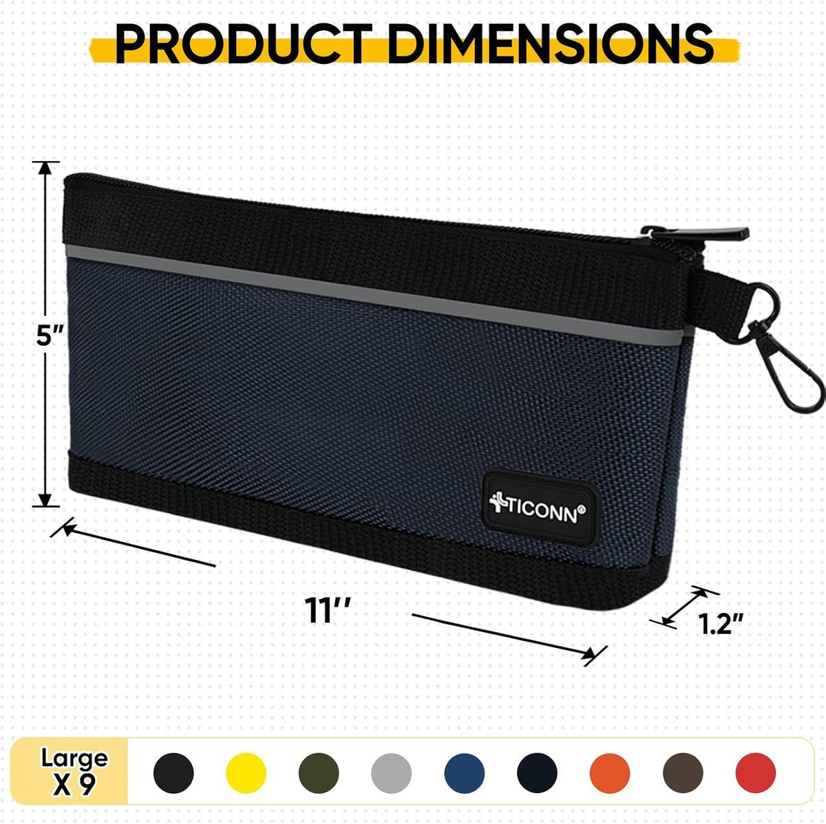 TICONN 9PK Tool Pouches with Zipper, Waterproof 1680D Oxford Small Tool Bag