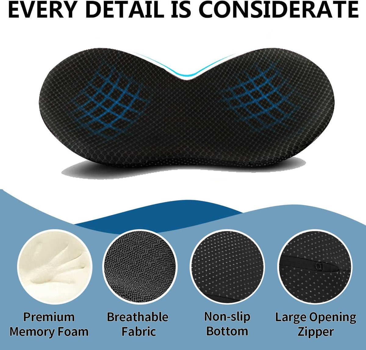 Car Seat Cushion, Memory Foam Seat Pad for Sciatica and Lower Back Pain Relief, Seat Cushion for Car Seat Driver (Black)