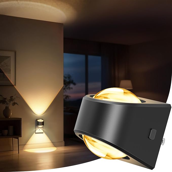 Briignite Projector Night Light, Night Lights Plug into Wall, Soft White for Bedroom, Dimmable Brightness Dusk to Dawn Nightlight for Kids, Nursery, Bathroom, Home Decor, Gaming Room