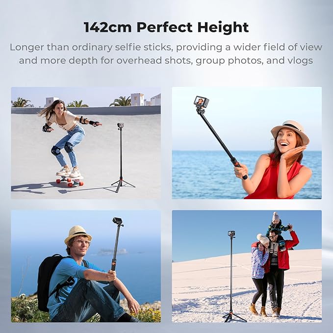 K&F CONCEPT 142cm/55.9" Telescopic Selfie Stick Tripod