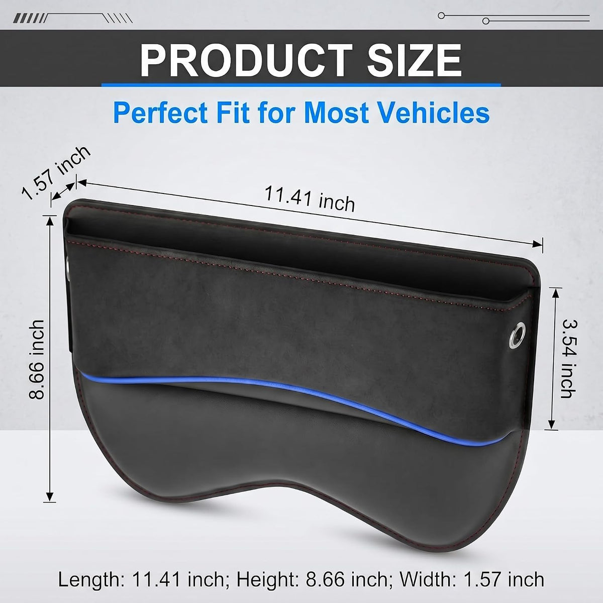 Car Seat Gap Filler, Suede Leather Organizer for Phone & Card & Key, Scratch-resistant Soft Center Console Storage Box, Universal Interior Accessory for Cars SUVs Trucks (Black)