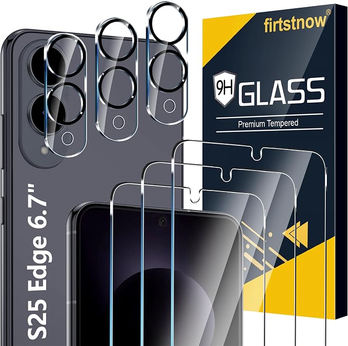 firtstnow 3 Pack for Samsung Galaxy S25 Edge Screen Protector Tempered Glass +
