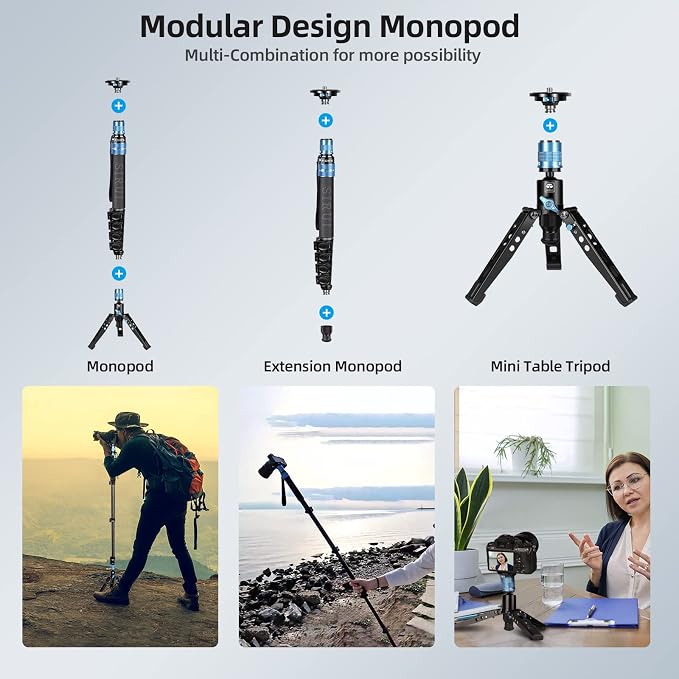 SIRUI P-325FS Monopod with Feet, Max Load 22lbs, 360° Panorama, Quick Release