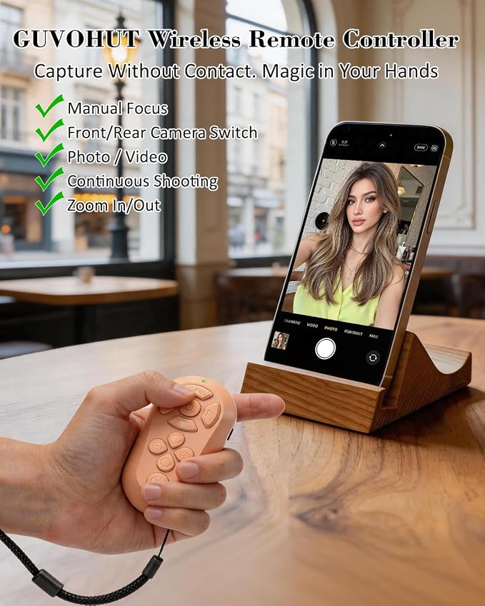 Bluetooth Remote Controller for TikTok Scrolling/Camera/Video Recording/Kindle