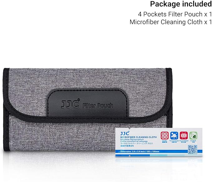 JJC 4 Pockets Filter Case for Round Filter Up to 58mm, Foldout Lens Filter Pouch