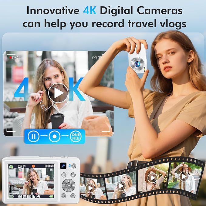 4K Digital Camera, 64MP Autofocus Vlogging Camera