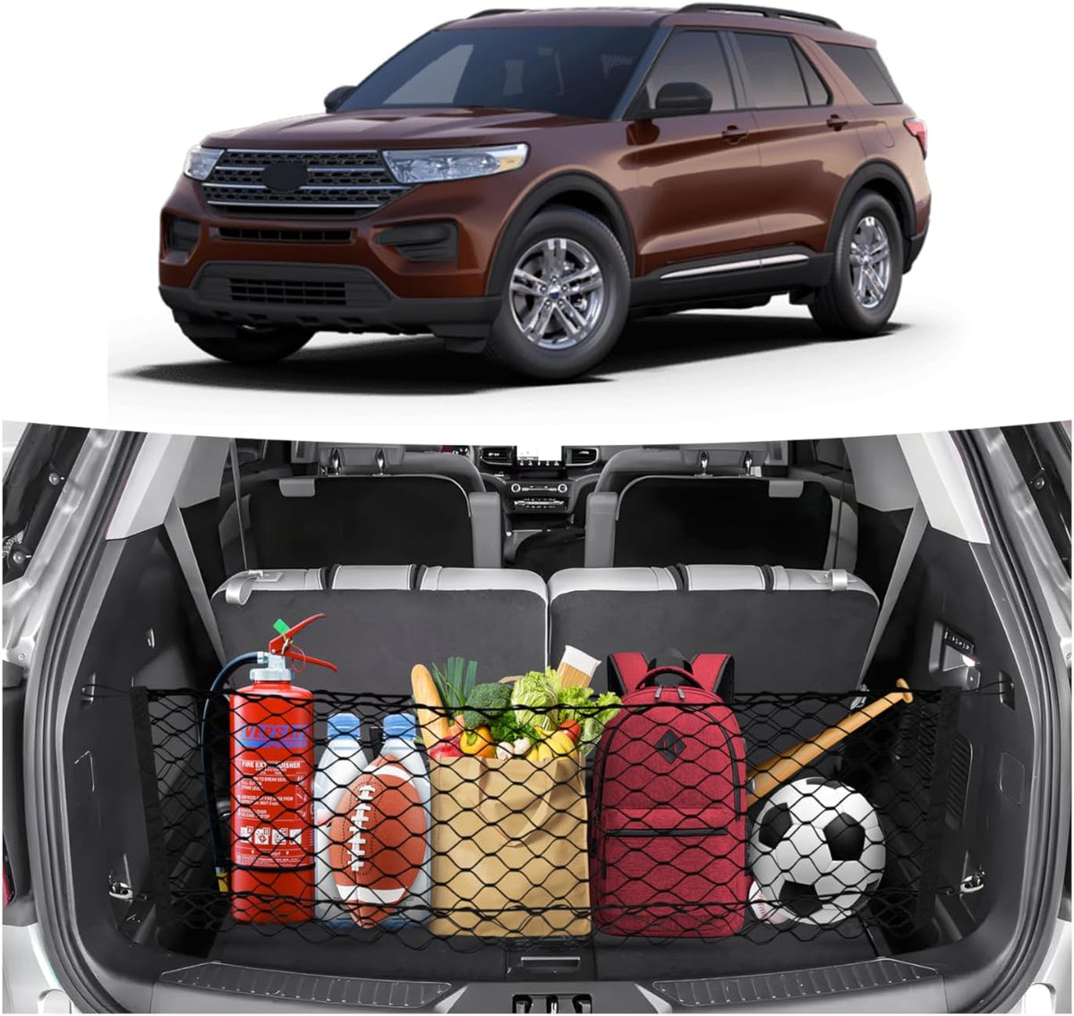 Canvcle Trunk Cargo Net for 2023-2025 2026 Honda Pilot Accessories Envelope Style Mesh Trunk Net Organizer and Storage Stretchable Adjustable Elastic Nylon Rear Cargo Netting with Hooks