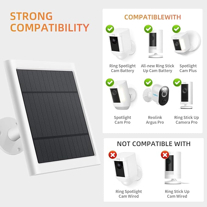 Solar Panel for Ring Camera, 3 Pack 4W Solar Charger Compatible
