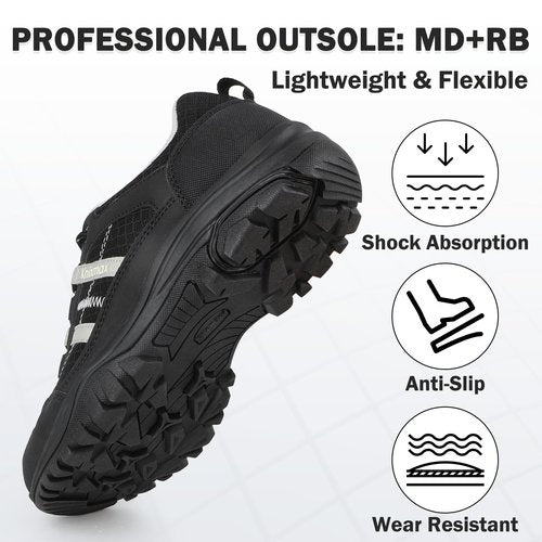 Knixmax Womens Hiking Shoes Lightweight Trail Runners Non-Slip Trekking Walking Sneakers Water Resistant Summer Outdoor Athletic Shoe for Woman Black EU 38