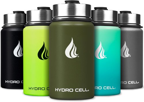 HYDRO CELL Stainless Steel Insulated Water Bottle - Versatile Cold & Hot Drink Flask | 14oz Army Green