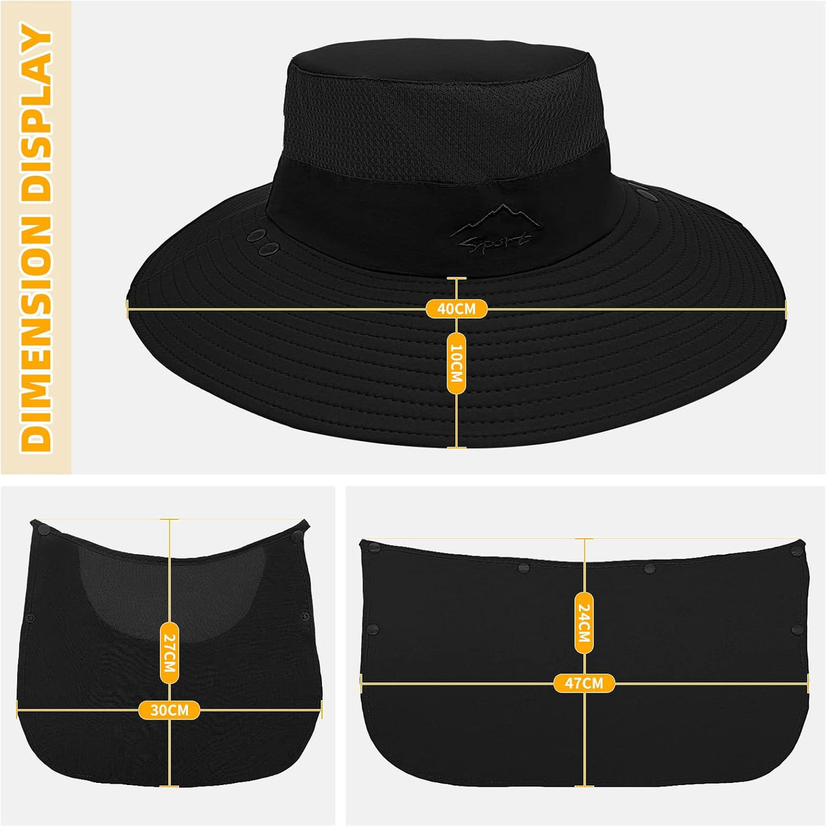 Skiennix Fishing Hat - Sun Protection with Removable Mesh Face & Neck Flap | Windproof Strap for All