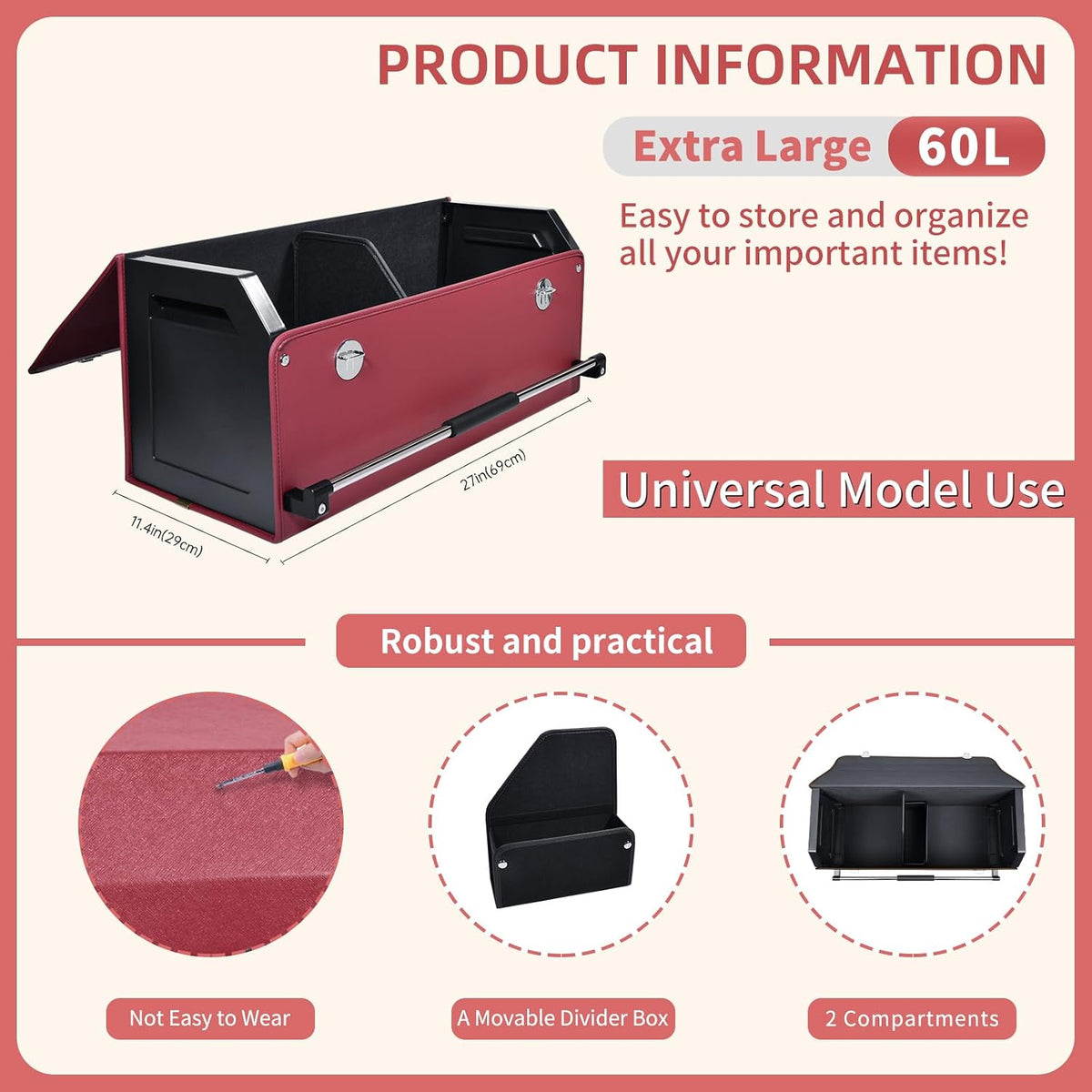 Trunk Organizer for Car with Lid Leather Trunk Organizer Car Organizer