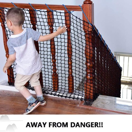 KACQIHTU Safety Net - Knotless Polyester Baseball & Softball Backstop Net for Kids & Pets | Black