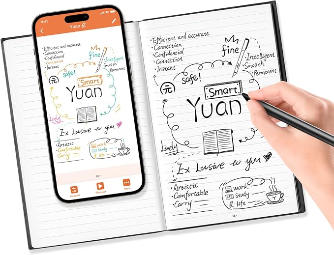 Yuan Digital Sync Pen with Notebook, Smart Writing Set Real time Sync Digitizing