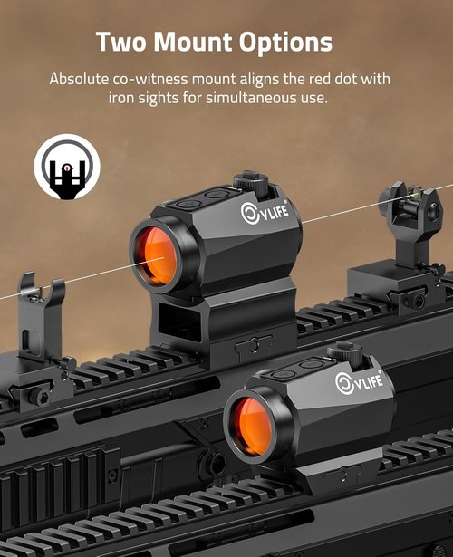 CVLIFE Red Dot Sight - Motion Awake 2 MOA Optics | IPX7 Waterproof, 50,000H Battery Life, 1x20mm Scope