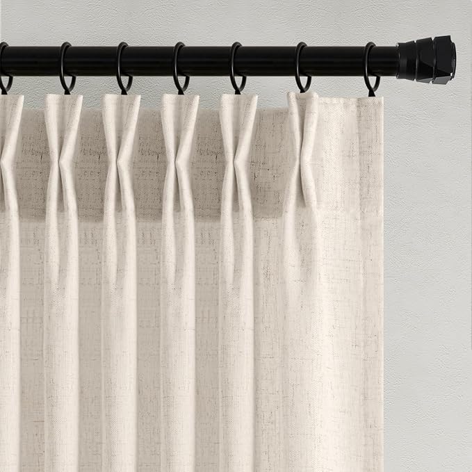 Memory Trained Pinch Pleated Curtains 90 Inches Long, Viral Linen Pinch Pleat