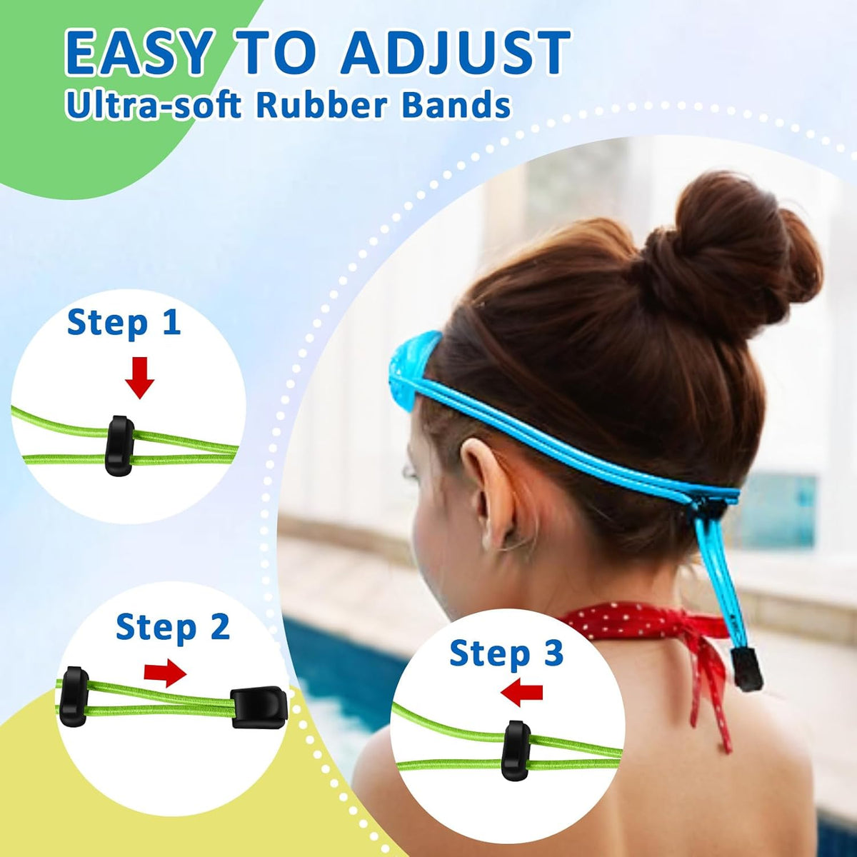 XDX Kids Swim Goggles - 3 Pack With Adjustable Bungee Strap | Anti-Fog, Leak-Proof for Ages 3-14