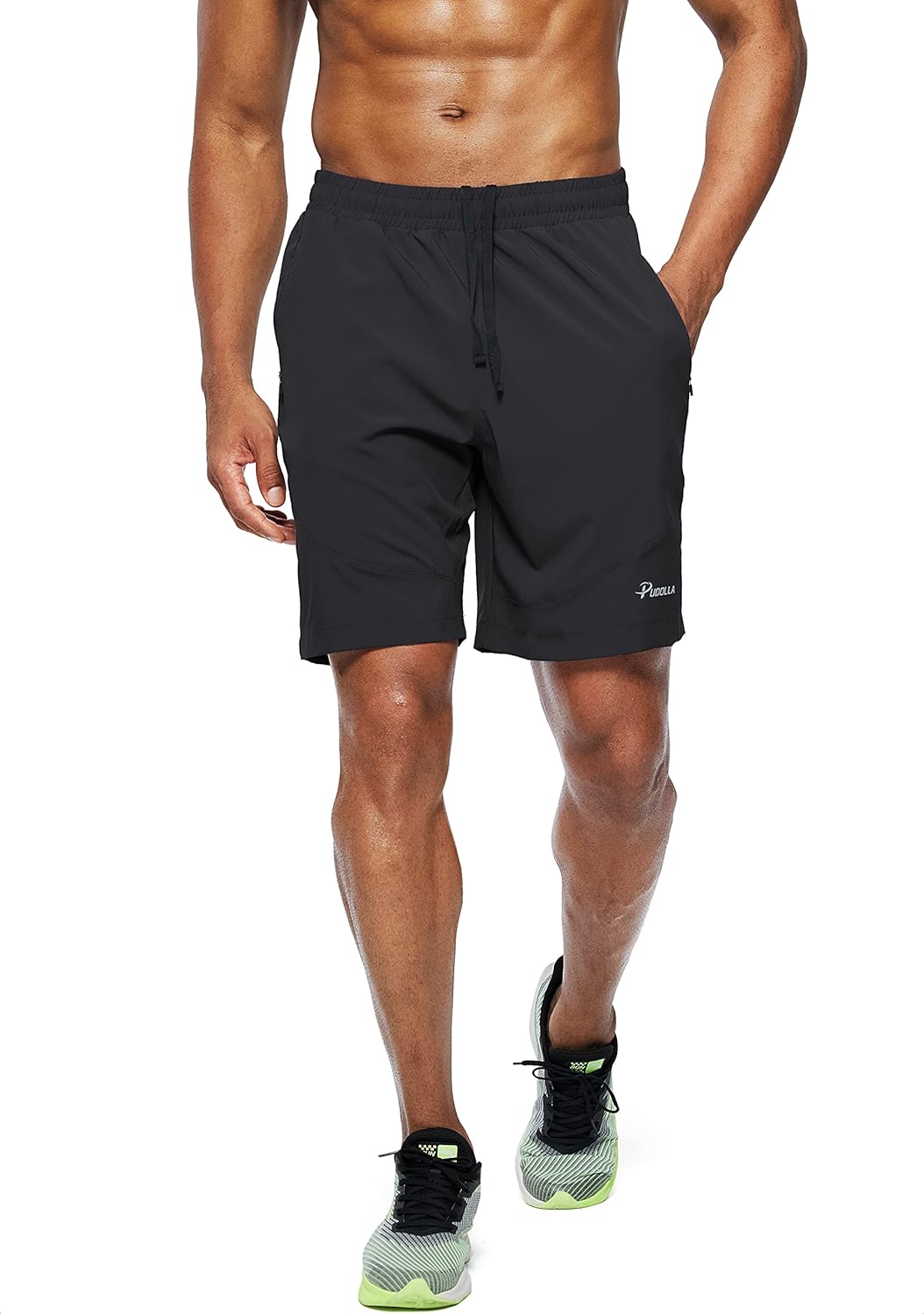Pudolla Men's Workout Running Shorts - Lightweight Athletic Shorts with Zipper Pockets | 7"/5"/9" Options