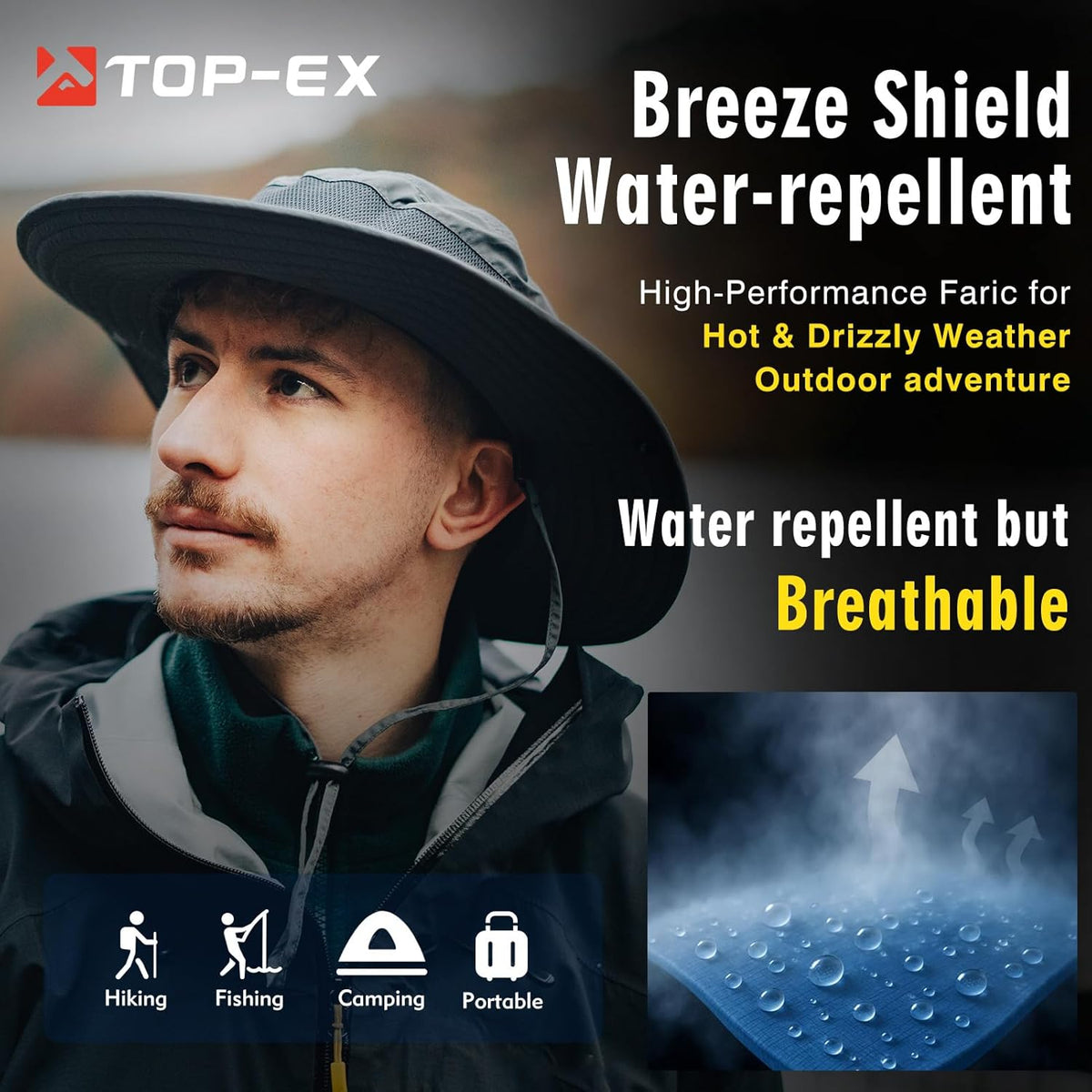 Skiennix Waterproof UPF50+ Golf Bucket Hat - Oversized XL/XXL for Big Heads | Wide Brim Safari & Fishing
