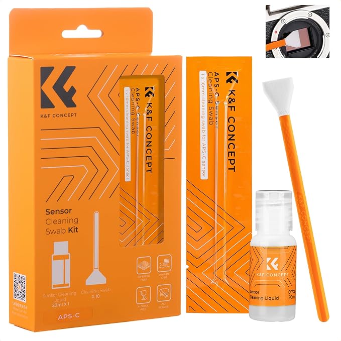K&F CONCEPT 16mm APS-C Sensor Cleaning Swab*10 + 20ml Sensor Cleaner, DSLR SLR
