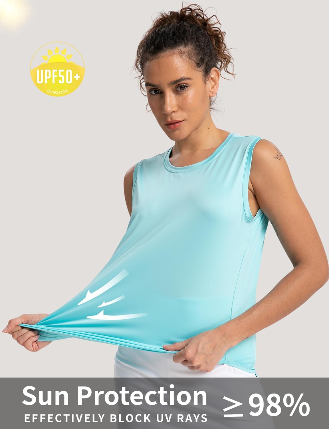 Skiennix Women's Yoga Tank Tops - Loose Fit Sleeveless Athletic Shirts with UPF50+ Protection