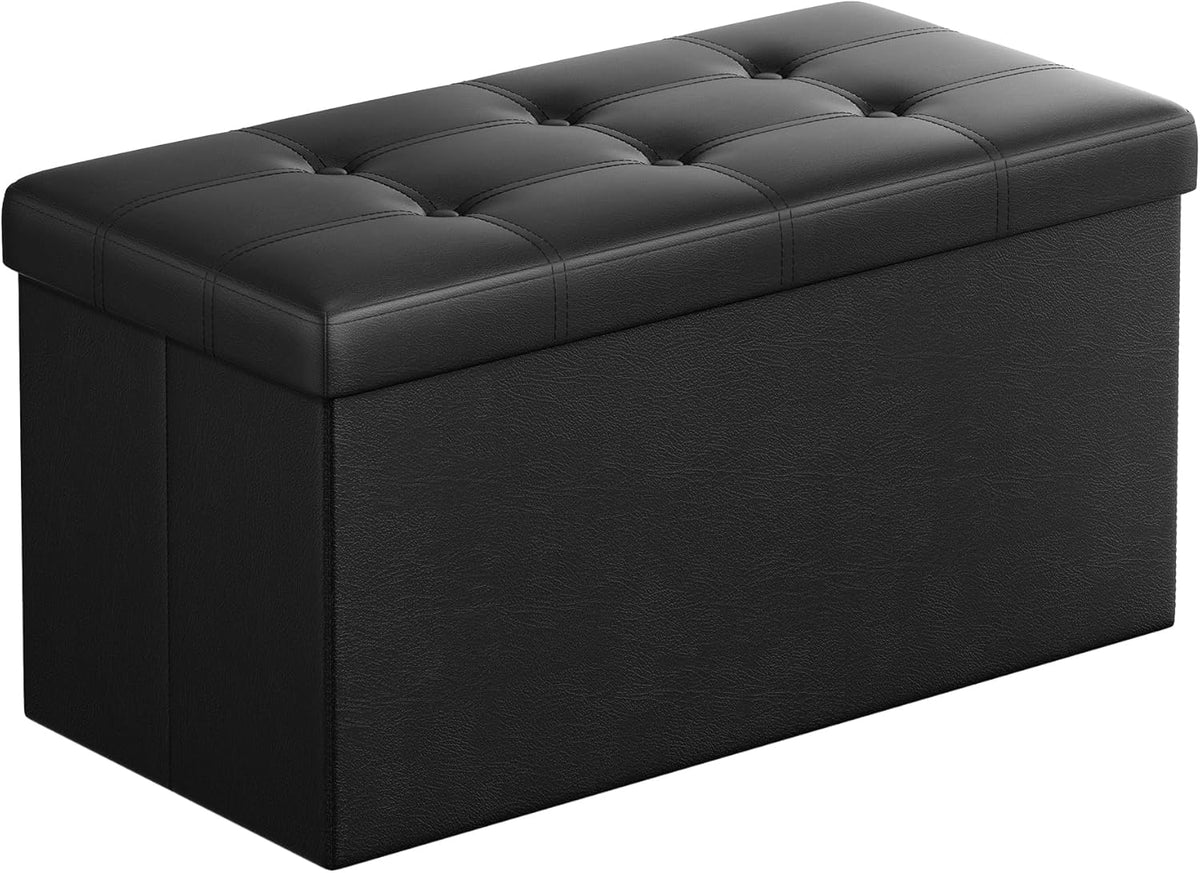 SONGMICS 30 Inches Folding Storage Ottoman Bench with Flipping Lid