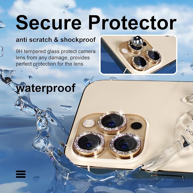 Misea for iPhone 14 Pro/iPhone 14 Pro Max Camera Lens Protector Bling, 9H