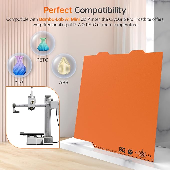 BIQU Cryogrip Pro Frostbite Matte Orange Cold Build Plate