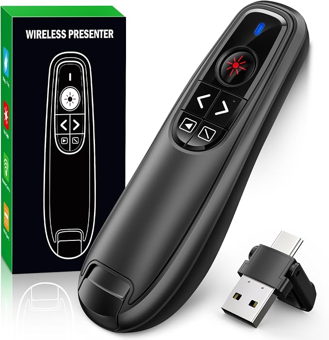 Presentation Clicker Wireless Presenter Remote Clicker, USB C PowerPoint Clicker